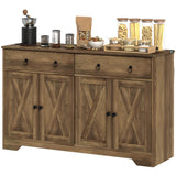 Buffet de rangement avec 2 tiroirs, 4 portes coulissantes et 2 étagères réglables
