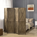 Paravent mural 4 panneaux style fermette avec conception repliable cadre en bois 5,6 pi
