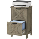 Vertical Filing Cabinet with 2 Drawers, Rustic Farmhouse Office Storage Cabinet for A4, Letter Size