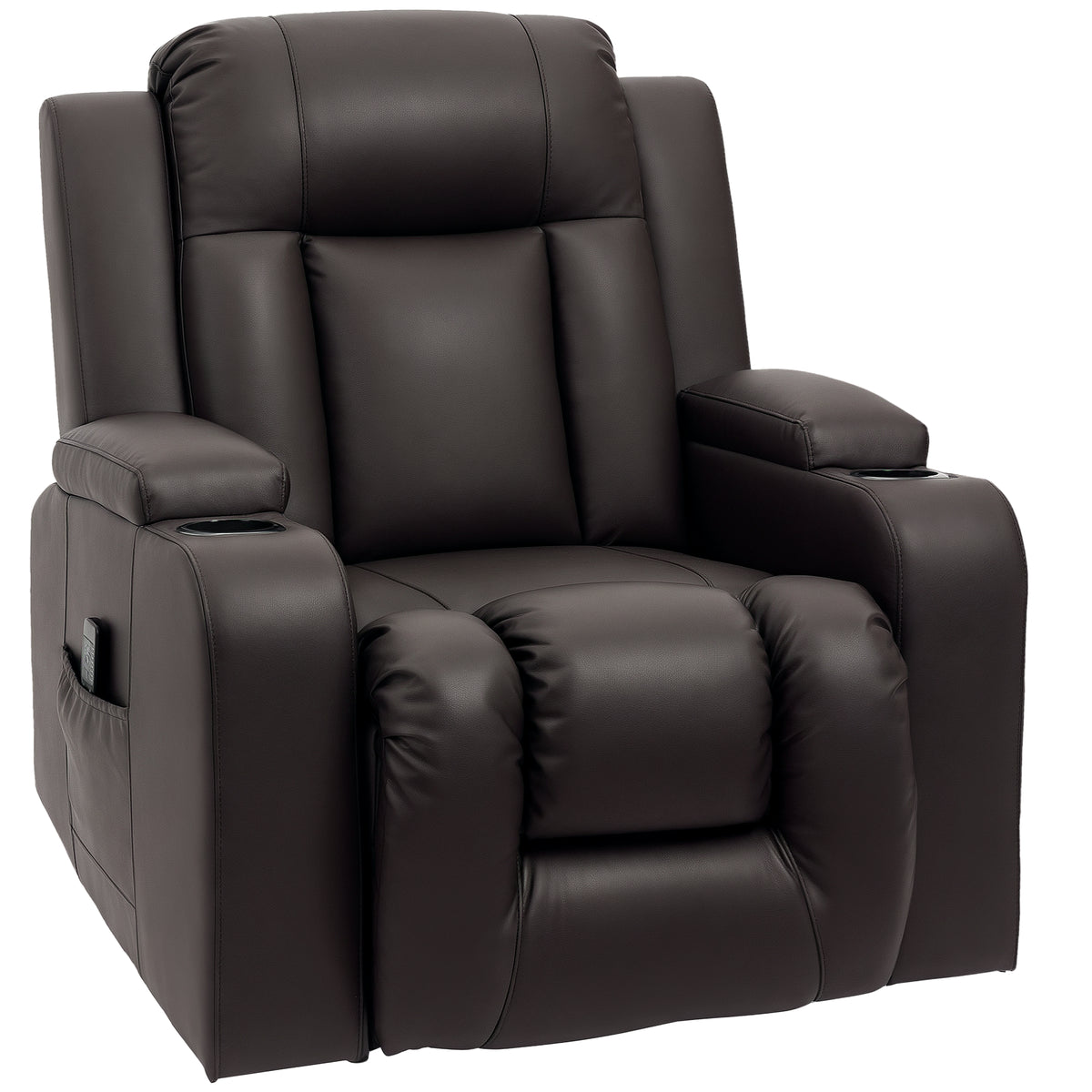 Fauteuil inclinable massant pivotant, canapé inclinable manuel surdimensionné, fauteuil à bascule en cuir PU avec poches latérales