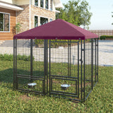 Outdoor Dog Kennel, Lockable Pet Playpen Crate, Welded Wire Steel Fence