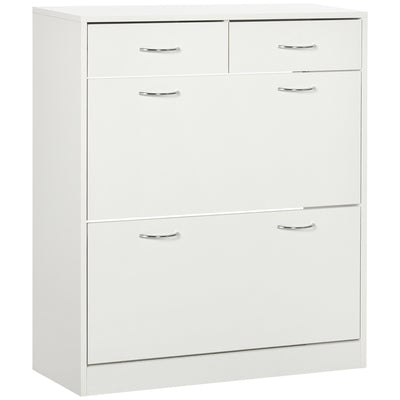 Narrow Shoe Storage with 2 Flip Drawers and Adjustable Shelves Shoe