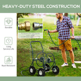 Chariot Enrouleur de Tuyau de Jardin, Organiseur Portatif de Tuyau avec Système Guide Tuyau, 4 Roues et Panier Rangement pour Cour