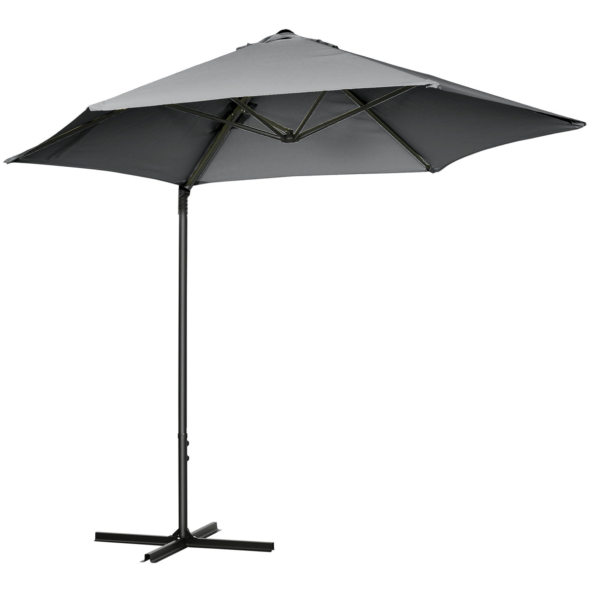 8.5FT Offset Patio Umbrella with 360° Rotation, Outdoor Cantilever Roma Parasol Hanging Sun Shade Canopy Shelter with Cross Base