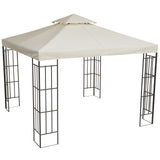 Square2-Tier Gazebo Canopy Replacement Top Cover Water-resistant UV Protected Shade Protection (Cream White)