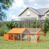 Poulailler grand parc à poules 95 po L avec nid, toit en bois, porte latérale pour extérieur, 4–8 poules