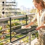 Table de rambarde suspendue à balcon ajustable, Petit bureau mural métallique avec support de rangement