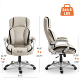 Ergonomic Office Chair PU Leather Executive on Rolling Wheels Task Computer Height Adjustable Swivel Ergonomic