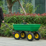 Garden Dump Cart Heavy Duty 440lbs Wagon with Steel Frame and 1