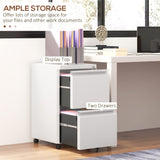 Mobile Vertical Filing Cabinet with Lock, 2-Drawer Steel File Cabinet with Adjustable Hanging Bar for Letter, A4 and Legal Size