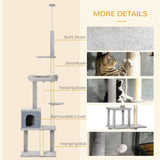 Cat Tree Floor to Ceiling Cat Tower Height Adjustable( 85-101 Inches), Tall Large Cat Climbing Activity Center with Scratching Posts Cat Condo Cozy Bed