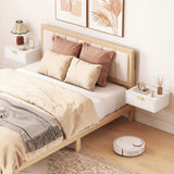 Modern Floating Nightstands Set of 2, Wall Mounted Bedside Tables with Wave Drawer