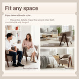 Sherpa Fleece Accent Chair, Upholstered Armchair with Solid Wood Legs and Steel Frame for Living Room