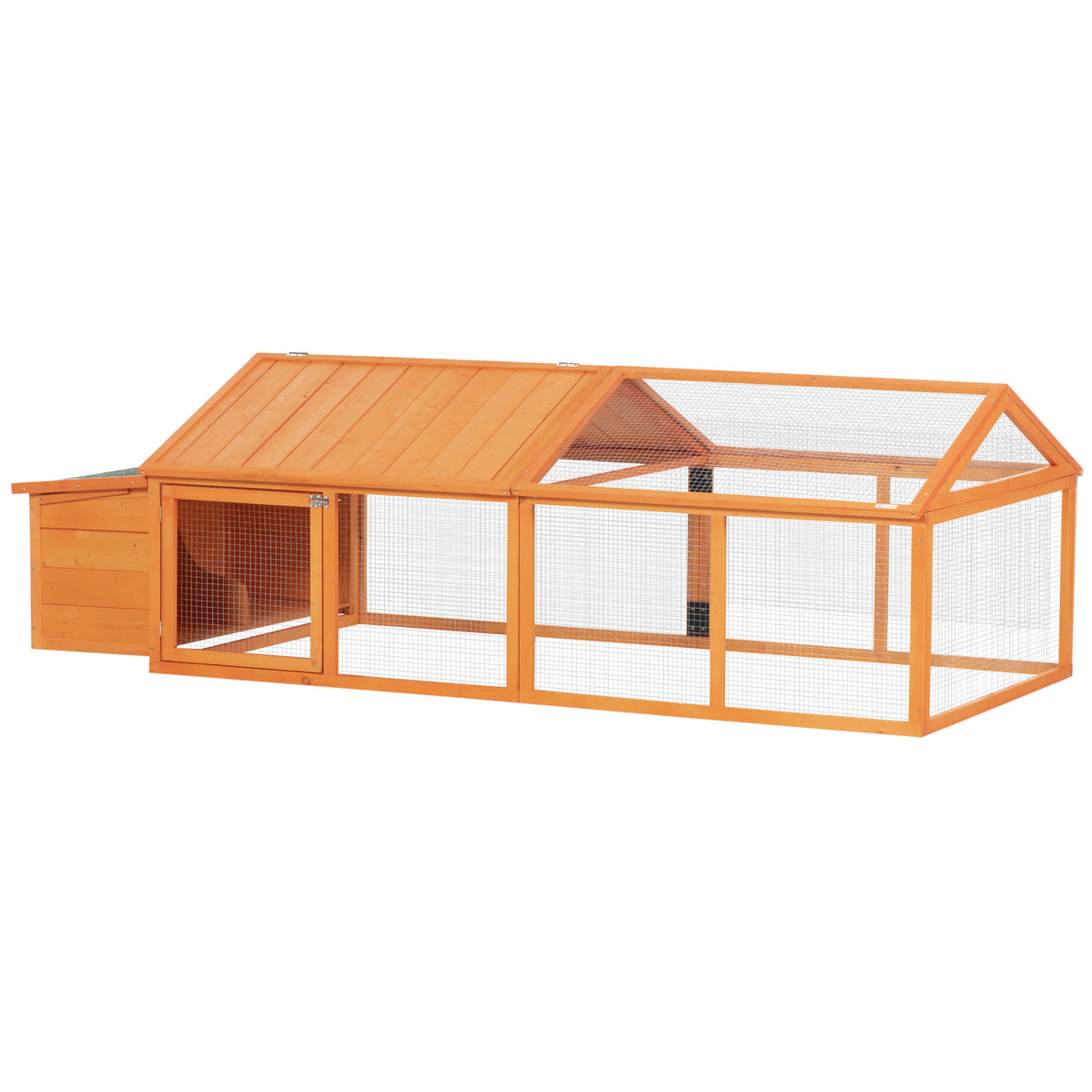 Poulailler grand parc à poules 95 po L avec nid, toit en bois, porte latérale pour extérieur, 4–8 poules