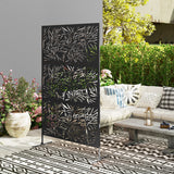 Metal Outdoor Privacy Screen, Freestanding Outdoor Divider with Stand, 78