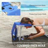 Tanning Chair with Face Hole and Side Table, Folding Outdoor Lounge Chair with Carry Straps