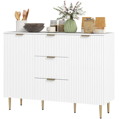 Armoire de Rangement de Cuisine Moderne, Buffet Bahut avec 3 Tiroirs et Étagères Ajustables pour Cuisine Couloir
