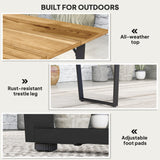 Wooden Outdoor Dining Table for 6 with 2