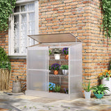 Aluminum Cold Frame Greenhouse, Raised Planter Bed Protection with Openable Top and 2 Shelves for Outdoor Indoor