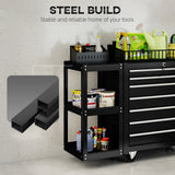 7-Drawer Rolling Tool Chest with Detachable Side Shelf, Lockable Tool Cabinet Box Organizer with Wheels