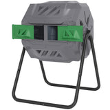 Tumbling Compost Bin Outdoor Dual Chamber 360° Rotating Composter 43 Gallon with Sliding Doors