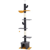 Arbre-tour à chat sol au plafond avec hauteur ajustable de 90,5 po à 108 po
