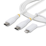 StarTech.com 2m (6ft) 2-in-1 Rugged USB-C Charging Cable with Lightnin