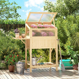 Lit de jardin surélevé avec châssis froid, boîte de plantation surélevée en bois avec table latérale pliante et tablette