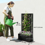 Metal Garden Bed with Trellis for Climbing Plants
