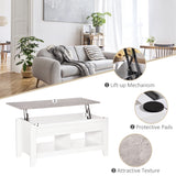 Lift Top Coffee Table with Hidden Storage Compartment and Open Shelves