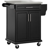 Kitchen Island with Stainless Steel Top, Rolling Kitchen Cart on Wheels with Storage Drawer