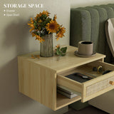 Floating Nightstand Set of 2, Nordic Wall Mounted Bedside Table with Drawer and Open Shelf for Bedroom
