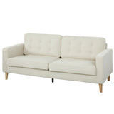 Canapé 3 places rembourré avec coussin matelassé, Causeuse moderne capitonnée avec pieds en bois