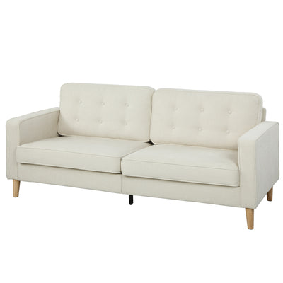 3 Seater Sofa Upholstered with Padded Cushion Modern Button Tufted Couch with Wood Legs
