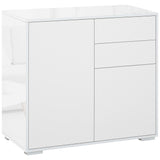 High Gloss Buffet Sideboard with 2 Drawers, 2 Doors and Adjustable Shelf, Kitchen Storage Cabinet with Push Open Design