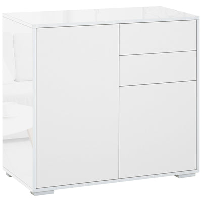 High Gloss Buffet Sideboard with 2 Drawers, 2 Doors and Adjustable Shelf, Kitchen Storage Cabinet with Push Open Design