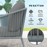 Garden Sofa with Cushions, 2-Seater Outdoor Balcony Rattan Sofa, 112 x 72 x 76 cm