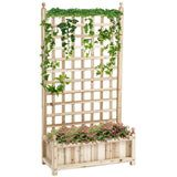 Raised Garden Bed with Trellis, Wood Planter Box for Garden