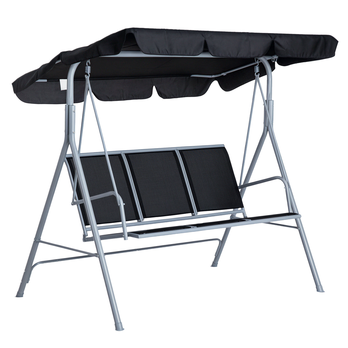 3-Seater Patio Swing, Outdoor Swing Chair, A Frame Porch Swing with Canopy Garden Hammock Glider Bed