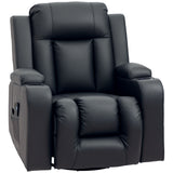 Fauteuil inclinable massant pivotant, canapé inclinable manuel surdimensionné, fauteuil à bascule en cuir PU avec poches latérales
