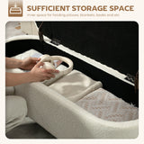 Storage Ottoman with Lift-Up Lid and Steel Legs, 45 Inches Sherpa Fleece Storage Chest for Living Room