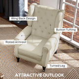 Fauteuil d'appoint en tissu, fauteuil à oreilles avec pieds en bois