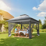 12' x 12' Foldable Pop-up Party Tent Instant Canopy Sun Shade Gazebo Shelter with Steel Frame