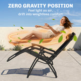 Zero Gravity Chair Set of 2 Patio Chair with Side Table Cupholders and Pillows for Pool