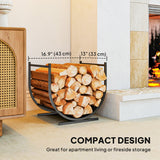 Firewood Rack Outdoor, 17 Inch Heavy Duty Log Holder for Indoor Fireplace Storage, Outdoor Curved Fire Wood Organizer