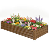 6 x 3 x 1ft Galvanized Raised Garden Bed, Reinforced Outdoor Planter Box with Open Bottom