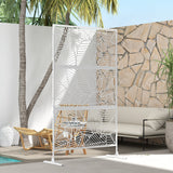 Paravent décoratif extérieur 6,5FT, écran de confidentialité en métal avec support, style grande feuille