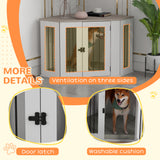 Dog Crate Furniture with Cushion, 41 Inch Corner Design Dog Crate End Table for Medium Dogs