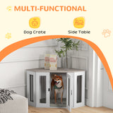 Dog Crate Furniture with Cushion, 41 Inch Corner Design Dog Crate End Table for Medium Dogs