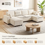 Modular U Shaped Couch, Sectional Sofa with Double Chaises and Spring Cushions